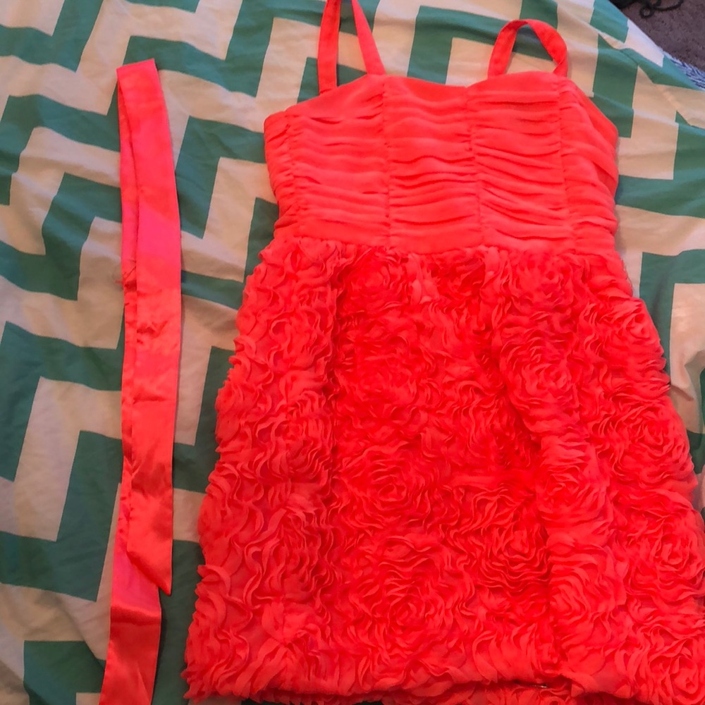 Hot pink dress with belt